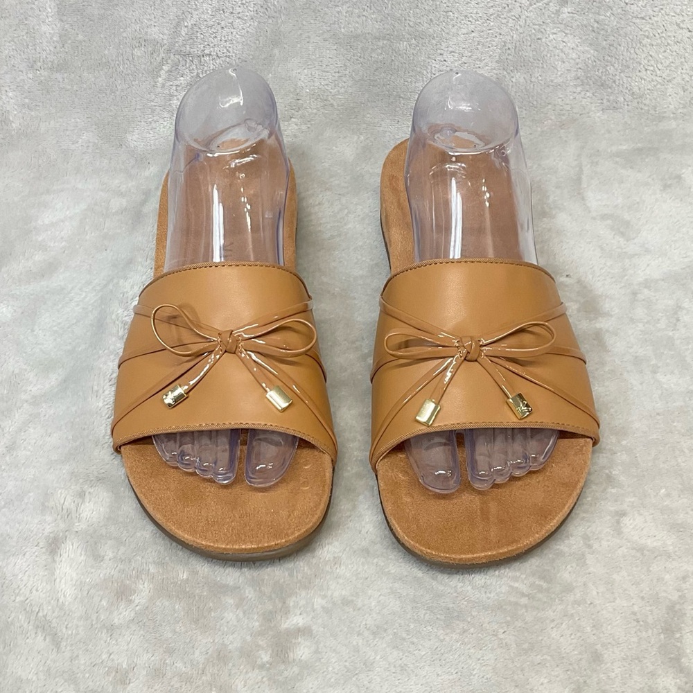 Vionic Bella Slide Sandals With Bow Camel Women’s 10
